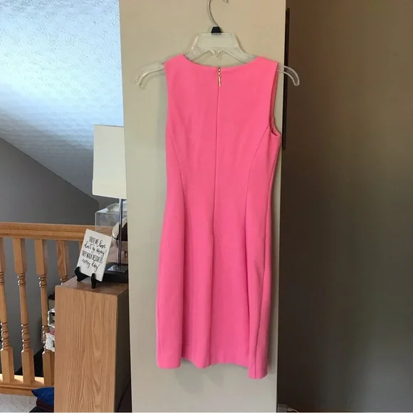 Lilly Pulitzer Bright Pink Sleeveless Shift Cocktail Dress with Gold Accents Dresses